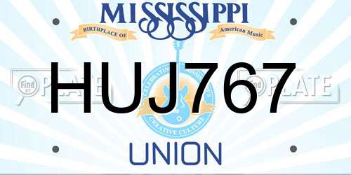 HUJ767 Mississippi License Plate