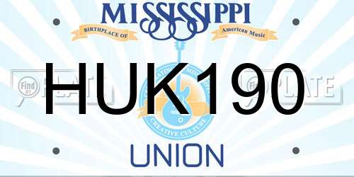 HUK190 Mississippi License Plate