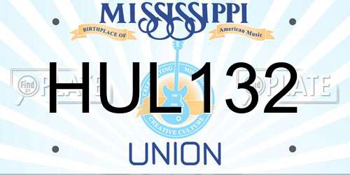 HUL132 Mississippi License Plate