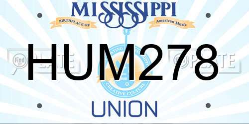 HUM278 Mississippi License Plate