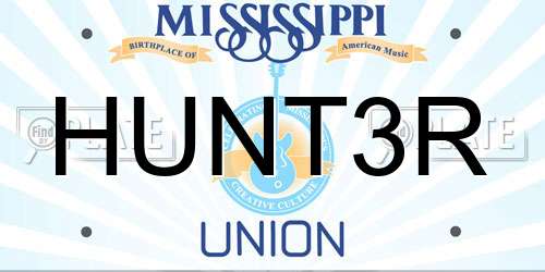 HUNT3R Mississippi License Plate