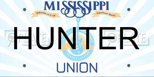 HUNTER Mississippi License Plate