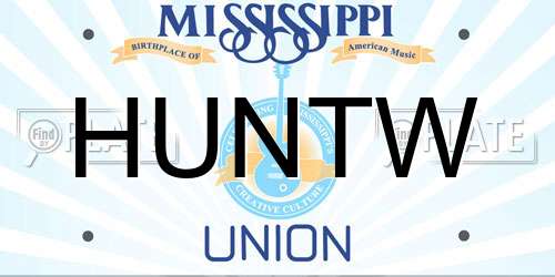 HUNTW Mississippi License Plate