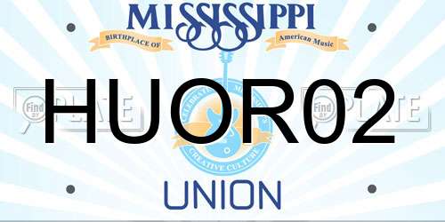 HUOR02 Mississippi License Plate