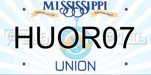 HUOR07 Mississippi License Plate