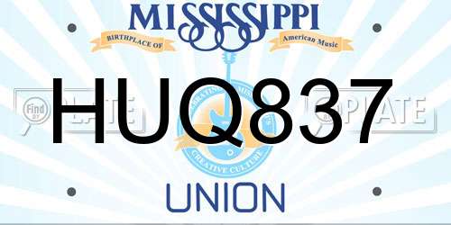 HUQ837 Mississippi License Plate