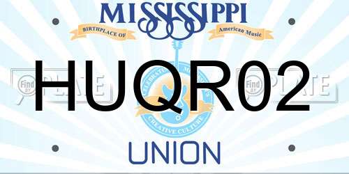 HUQR02 Mississippi License Plate