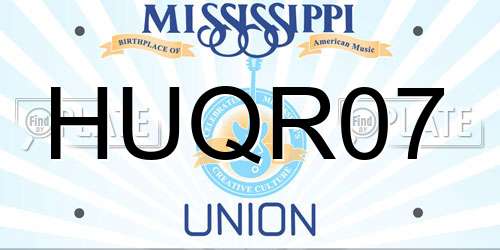 HUQR07 Mississippi License Plate