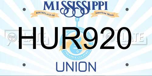 HUR920 Mississippi License Plate