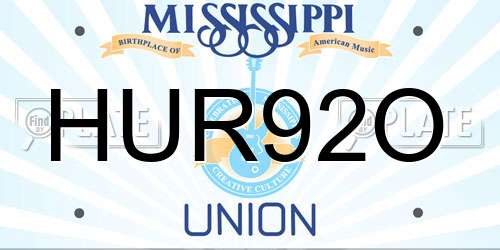 HUR92O Mississippi License Plate