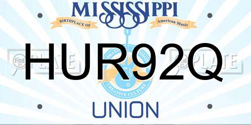 HUR92Q Mississippi License Plate