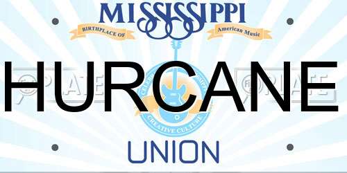 HURCANE Mississippi License Plate
