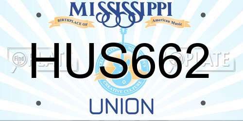 HUS662 Mississippi License Plate