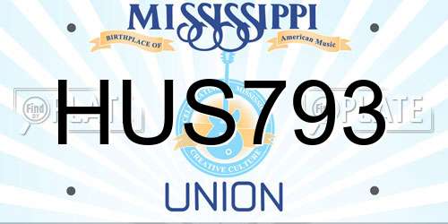 HUS793 Mississippi License Plate
