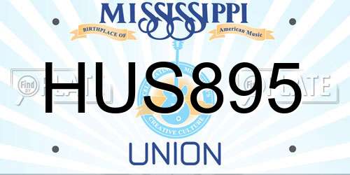 HUS895 Mississippi License Plate