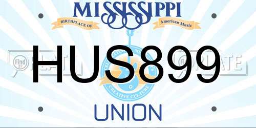 HUS899 Mississippi License Plate