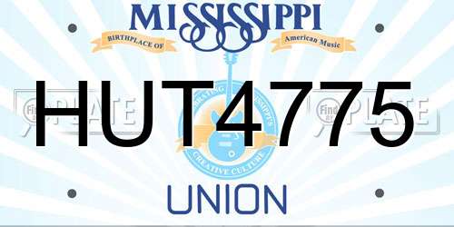 HUT4775 Mississippi License Plate