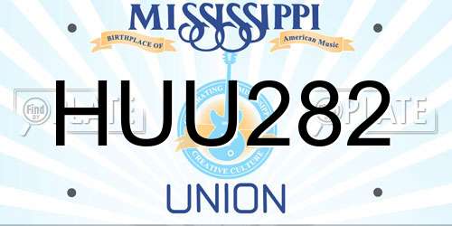 HUU282 Mississippi License Plate