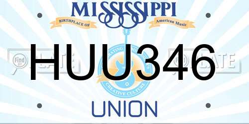 HUU346 Mississippi License Plate