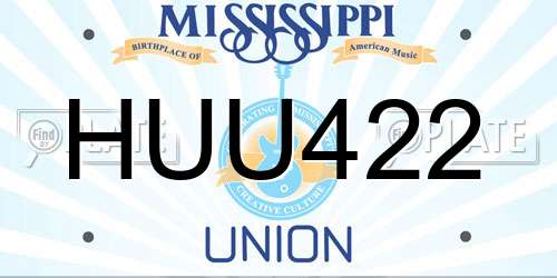 HUU422 Mississippi License Plate