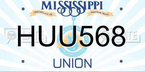 HUU568 Mississippi License Plate