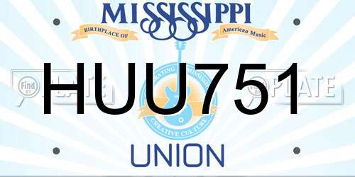 HUU751 Mississippi License Plate