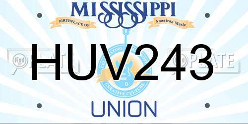 HUV243 Mississippi License Plate
