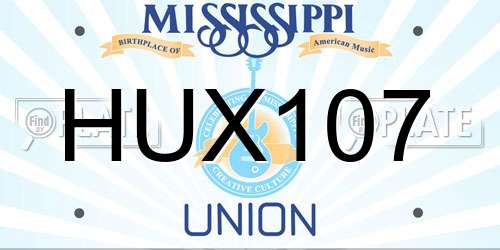 HUX107 Mississippi License Plate