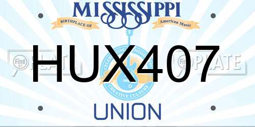 HUX407 Mississippi License Plate