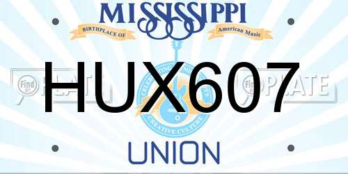 HUX607 Mississippi License Plate
