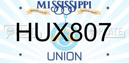 HUX807 Mississippi License Plate