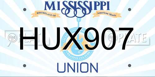 HUX907 Mississippi License Plate