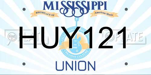HUY121 Mississippi License Plate