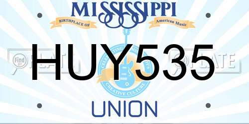 HUY535 Mississippi License Plate