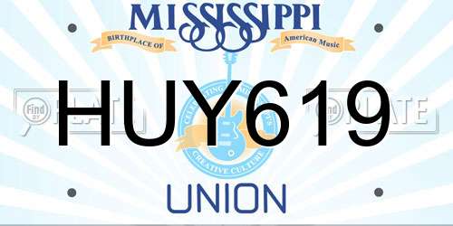 HUY619 Mississippi License Plate