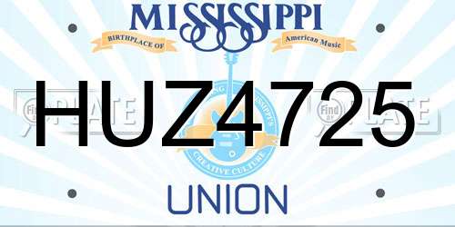 HUZ4725 Mississippi License Plate