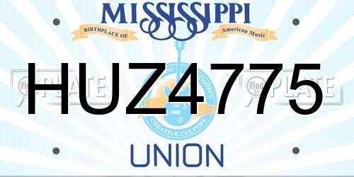 HUZ4775 Mississippi License Plate
