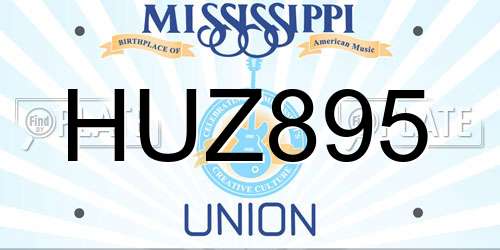 HUZ895 Mississippi License Plate