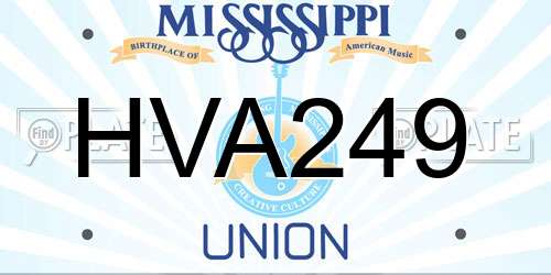 HVA249 Mississippi License Plate