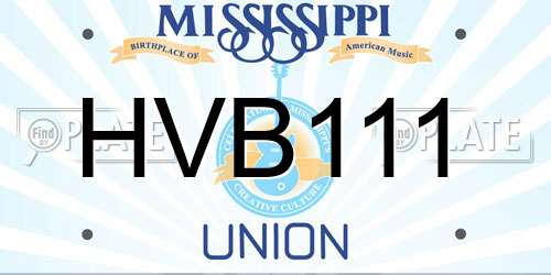 HVB111 Mississippi License Plate