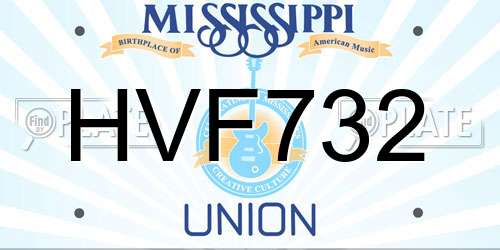 HVF732 Mississippi License Plate