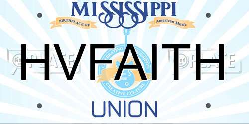 HVFAITH Mississippi License Plate