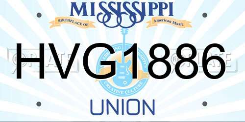HVG1886 Mississippi License Plate