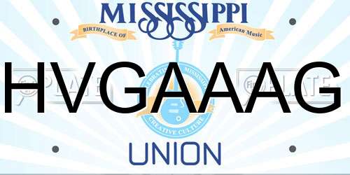 HVGAAAG Mississippi License Plate