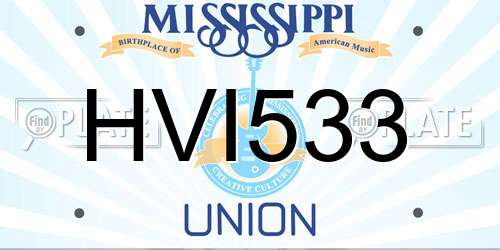 HVI533 Mississippi License Plate