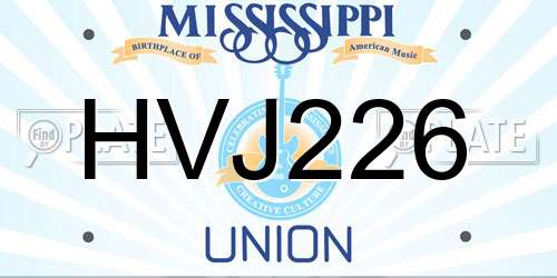 HVJ226 Mississippi License Plate
