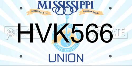 HVK566 Mississippi License Plate