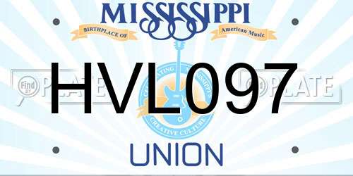 HVL097 Mississippi License Plate