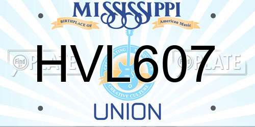 HVL607 Mississippi License Plate