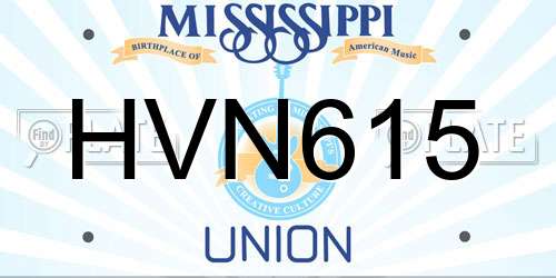 HVN615 Mississippi License Plate